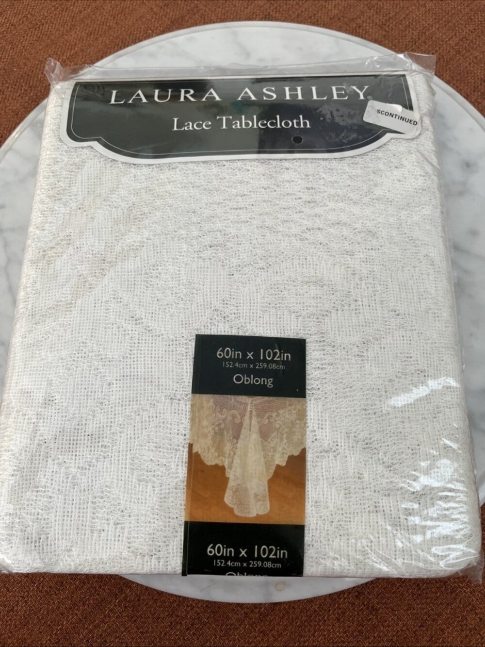 Vintage Laura Ashley Tablecloth White Lace Oblong 60x102 NOS
